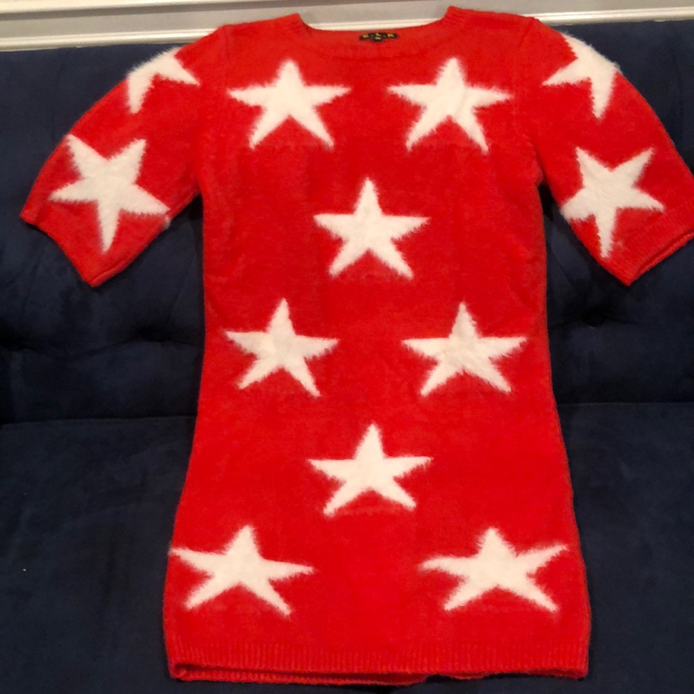 Red angora mini dress!